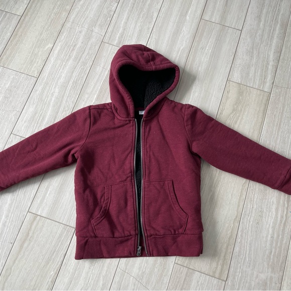 Old Navy Sherpa lined zipper sweater with hood, size 6-7 - Picture 1 of 4